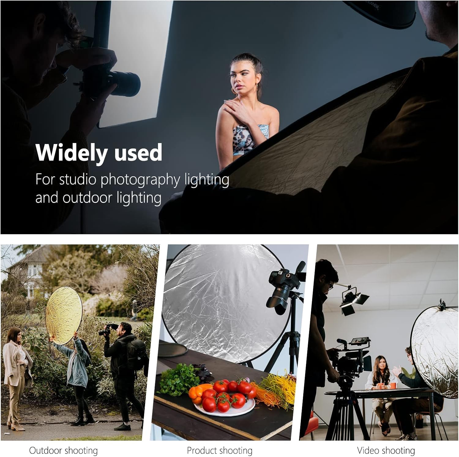 Neewer 43 cale 110 cm reflektor światła 5 w 1 składany multiDisc z torbą – prześwitujący srebrny złoty biały i czarny do fotografii studyjnej i oświetlenia zewnętrznego