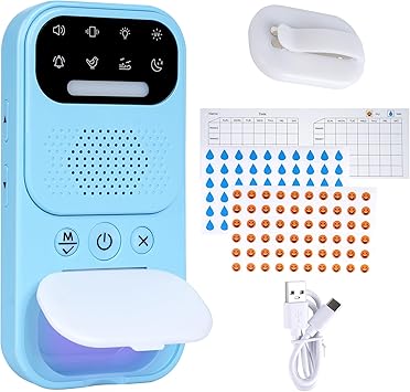 Wireless Bed Wetting Alarm for Boys, Girls & Older Kids with High Sensitivity Sensor, UV Mode/Night Pee Alarm for Seniors, Suitable for Nighttime Bedwetting Training, Blue
