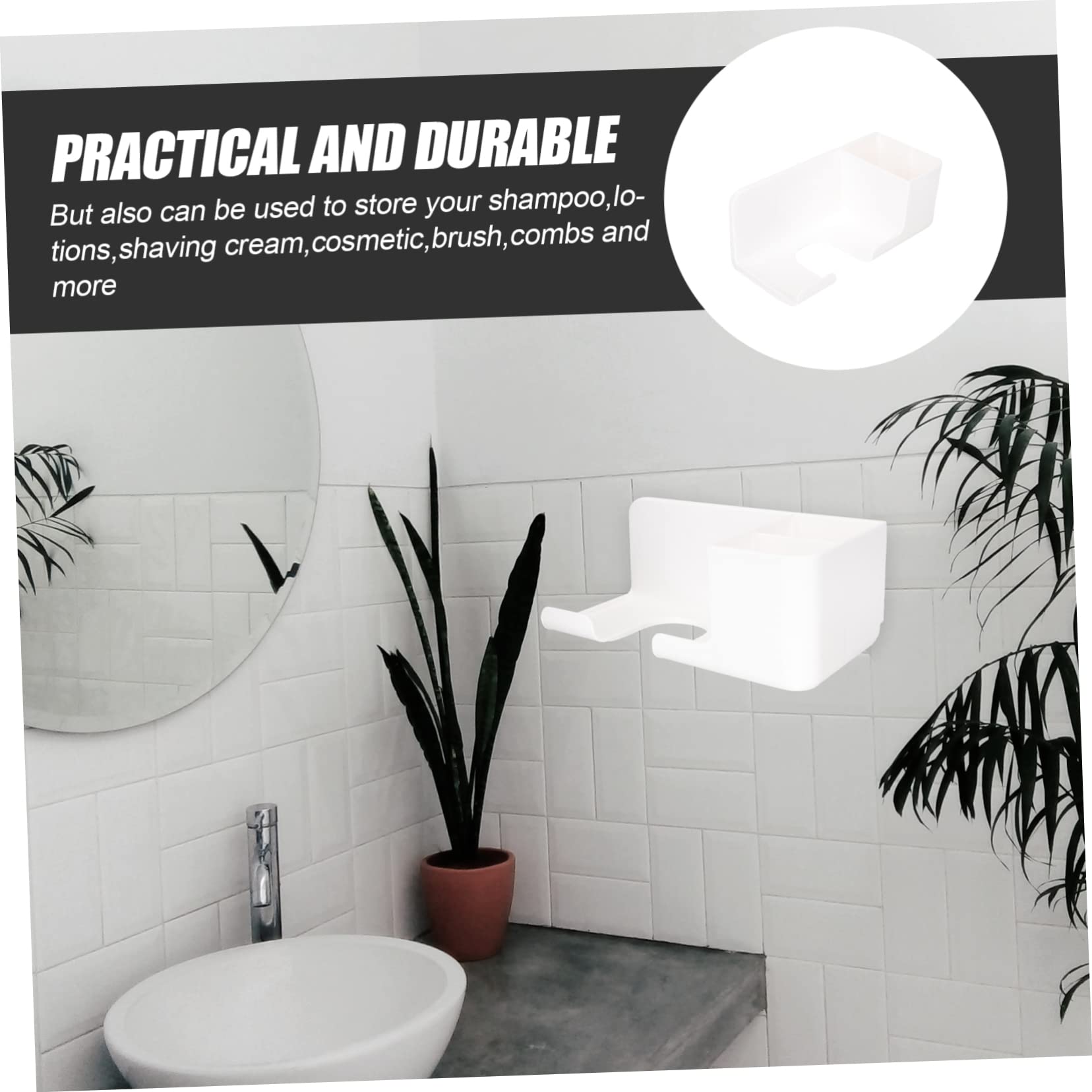 Mikinona Blow Dryer Stand Adhesive Hair Tool Holder Wall Mount Universal Hair Dryer Holder Punch Wall Mount Holder