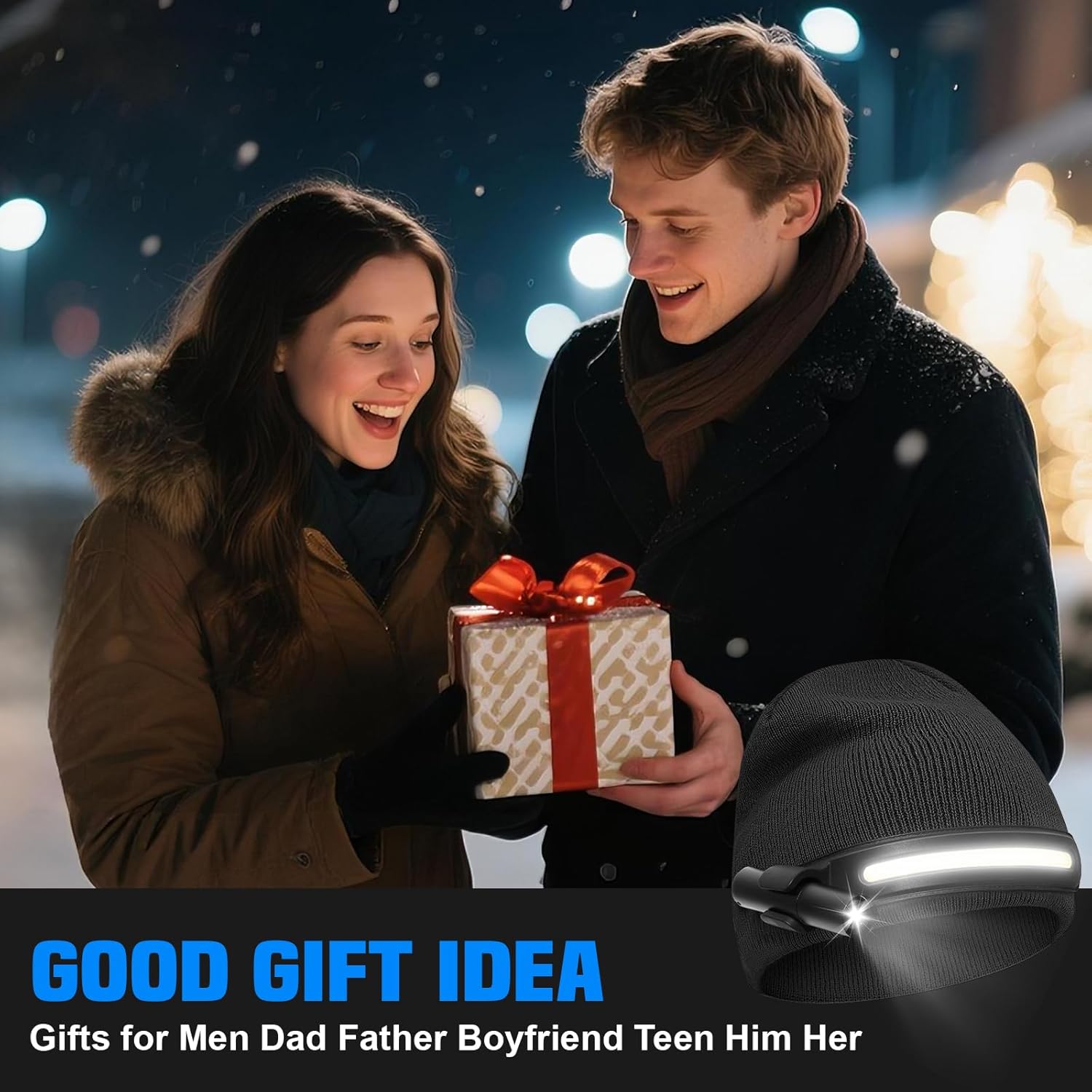 Rotibox Headlamp Beanie with Light Camping Accessories Gear Head Light Flashlight for Running, Fishing, Hiking -Black - Image 7