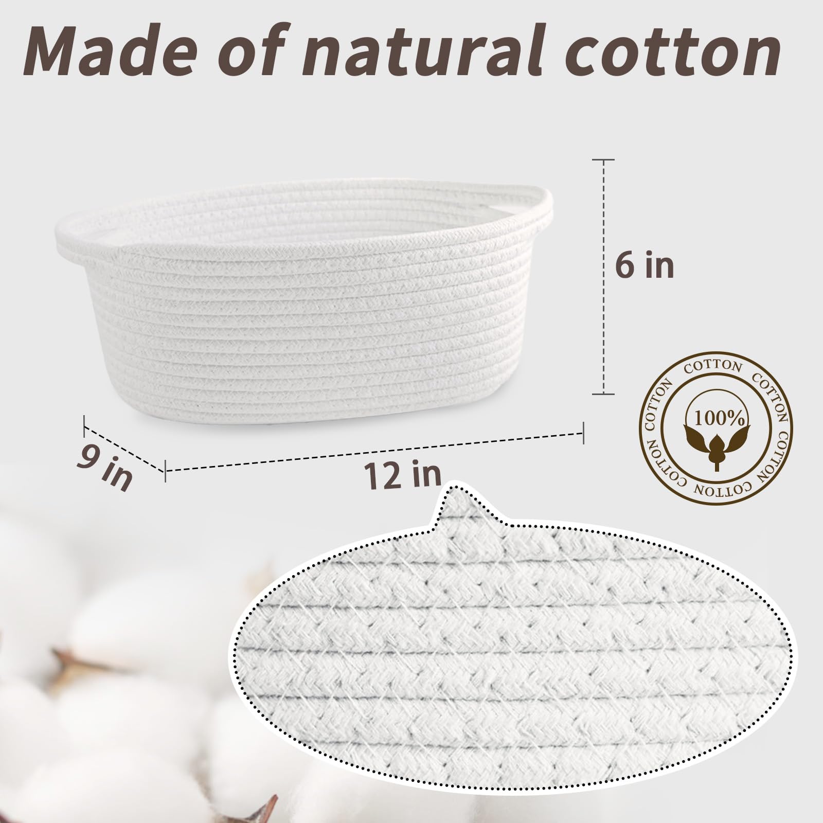 Esme L&H 6 cesti regalo vuoti con borsa, nastro e biglietti di auguri, cesti regalo, 30,5 x 22,9 x 15,2 cm, cestini vuoti, versatili in corda di cotone per piccoli oggetti, giocattoli per bambini e