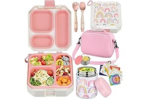 Toddler Lunch Box - Leak-Proof 5-Compartment Bento Lunch Box with Soup Thermo...