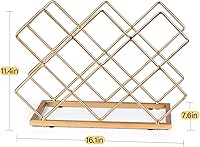 Vista 3 de Estante de vino para encimera, 10 botellas, moderno, de metal dorado, pequeño, soporte de vino de mesa para gabinete, despensa, almacenamiento