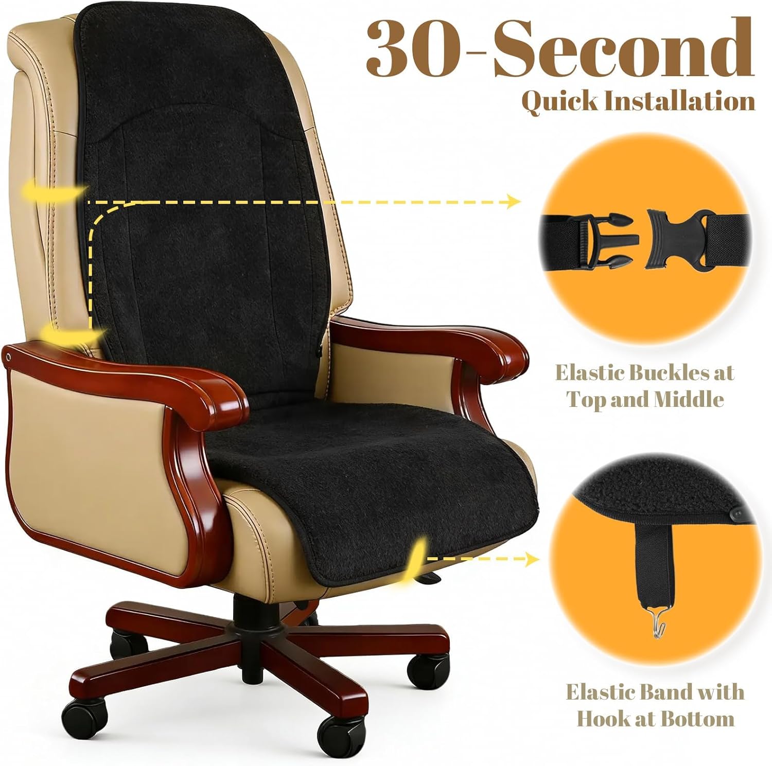Heated Seat Cover with Fast Heat Warmer, Large Size Winter Seat Cushion Heating Pad Warm Christmas Holiday Gift for Home Office Winter, 3 Models Setting, Black