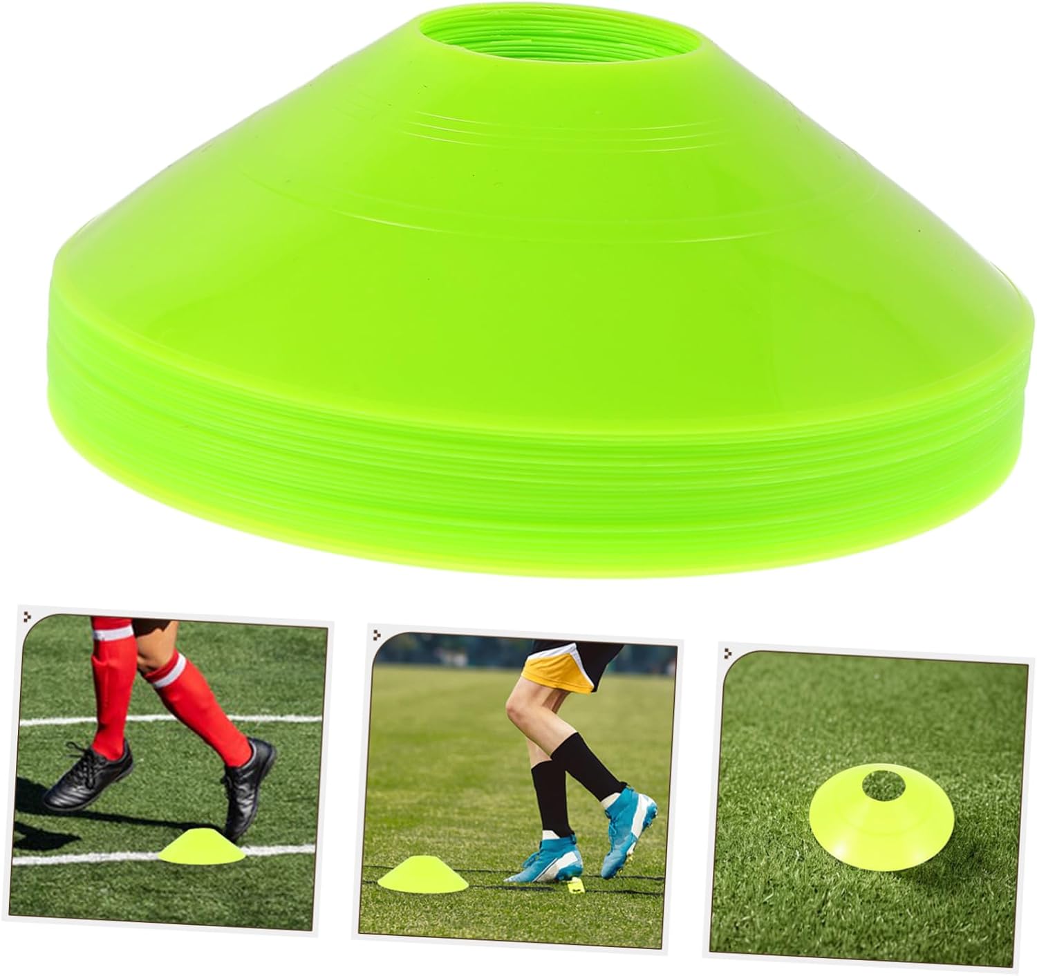 WOONEKY 25pcs Agility Training Cones for Soccer Practice Flexible Field Markers for Use Enhance Team Coordination and Skill Development