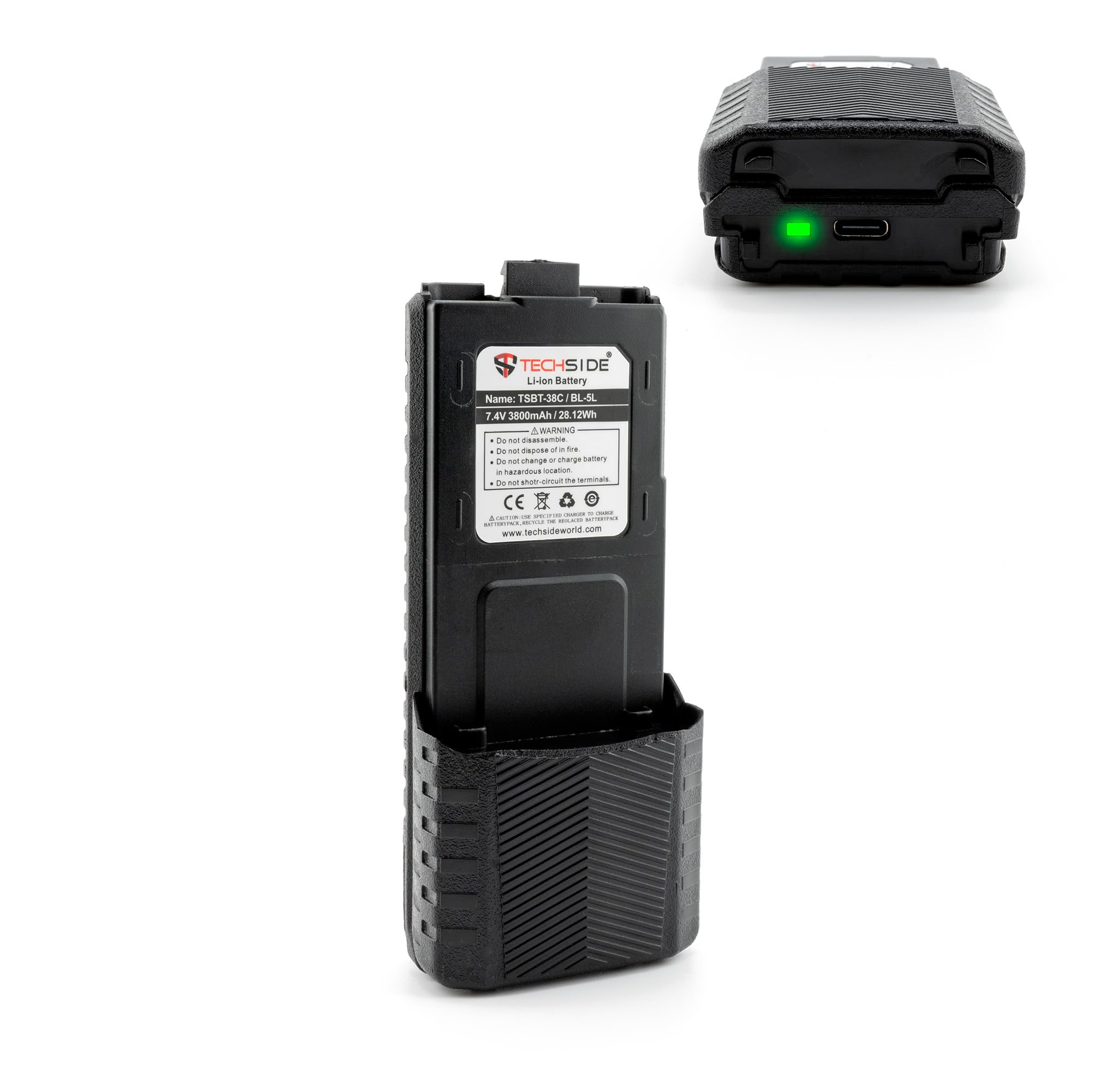 TechSide TSBT-38C Batteria maggiorata 3800mAh ricaricabile USB C compatibile con TI-F8+ TS-T9+ UV-5R