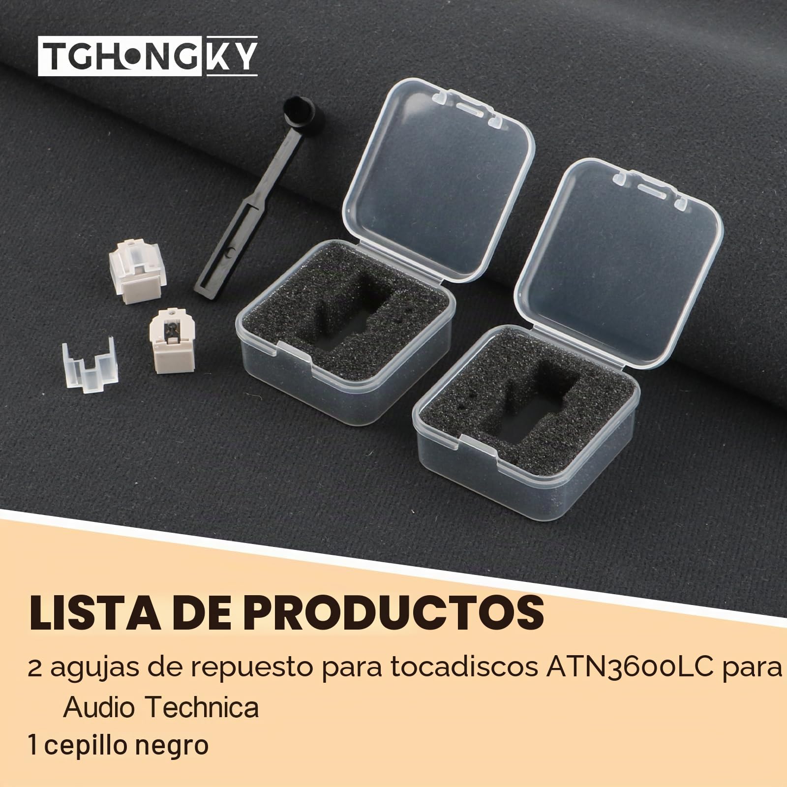 2 Piezas Aguja de Recambio para Audio-Technica ATN3600LC Aguja Reemplazo Tocadiscos de Vinilo Accesorios con Cepillo de Limpieza