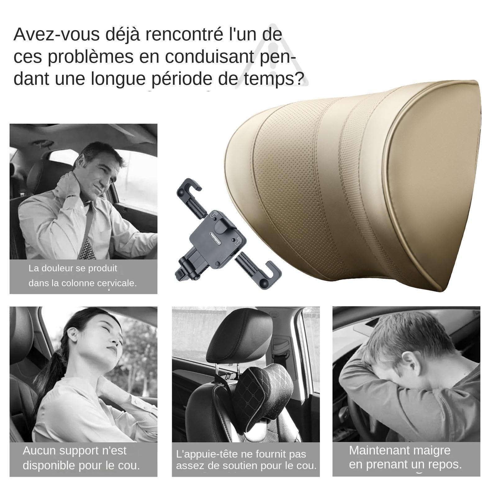 Almohada de reposacabezas de Coche Ajustable, Almohada de Cuello de Coche