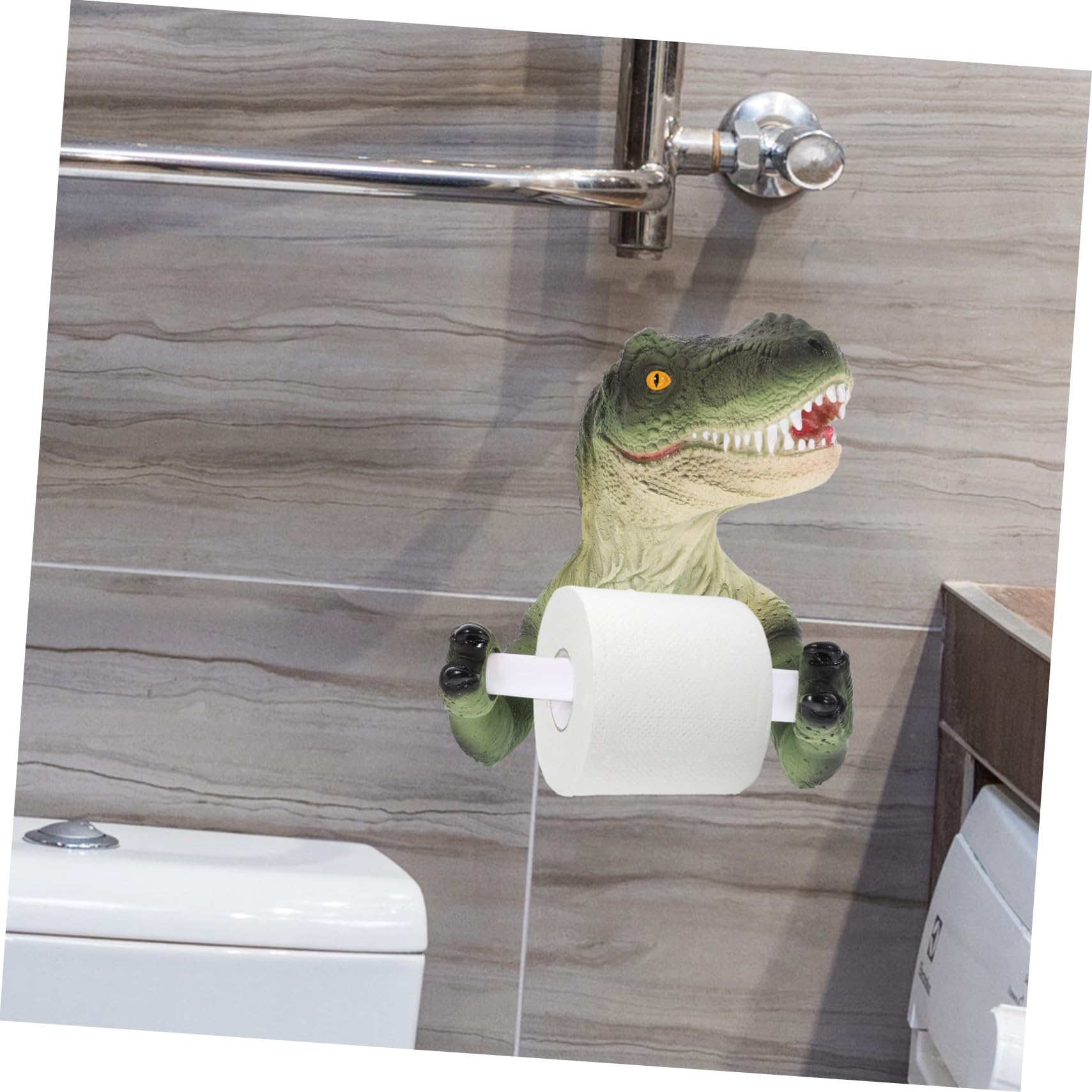 Portarrollos de Papel Higiénico de Dinosaurio Adhesivo de Resina | Diseño Decorativo para Pared de Baño, Accesorio Duradero, Instalación Adhesivo