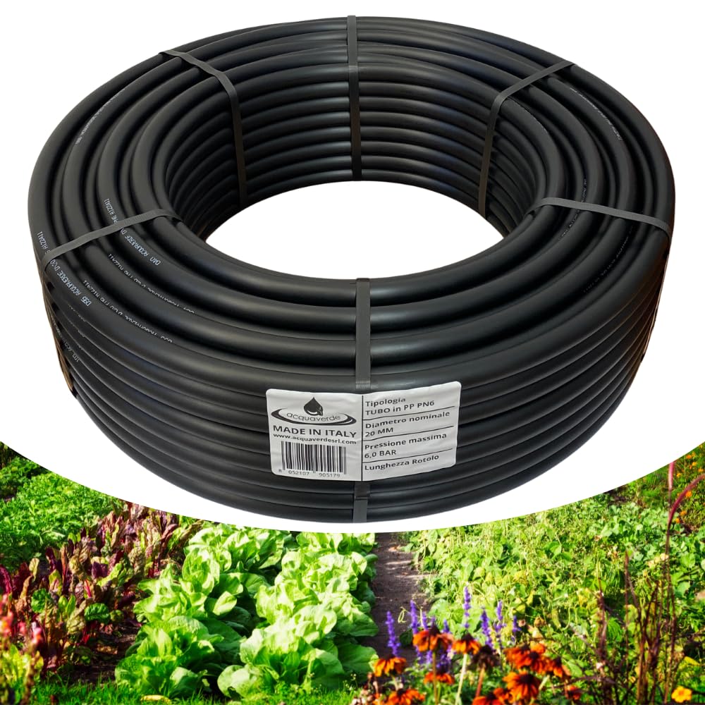 acquaverde | Tubo in Polietilene Ø 20 mm PN6, Rotolo da 100 mt a Bassa Densità PE-BD per Irrigazione di Campi, Orto, Giardino e Sistemi Irrigui, Resistente a Raggi UV e Fertilizzanti - Orto Facile
