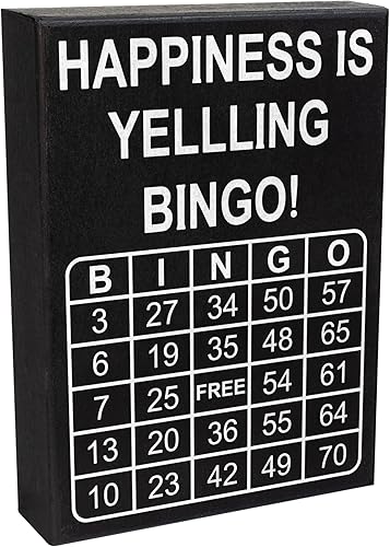 JennyGems Regalos para amantes del bingo bonito letrero de bingo letrero de madera de bingo placa de bingo Queen letrero nocturno de juego de bingo