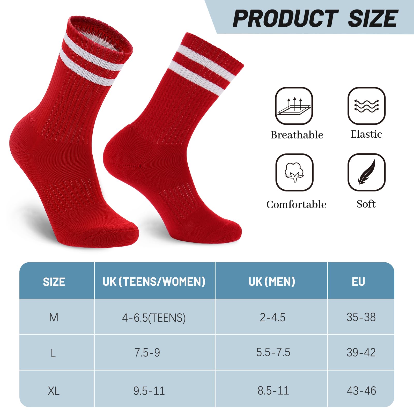 Geebuzz Lot de 5 paires de chaussettes rayées rembourrées en coton pour homme, femme, adolescent