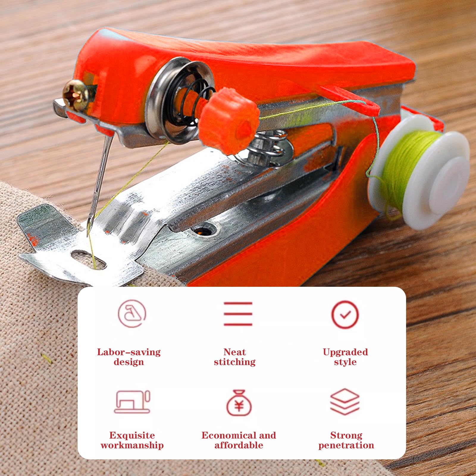 Kuuleyn Handheld Sewing Machine Mini Portable Sewing Stitch Machine Stapler Manual Sewing Machine Electric Sewing Machine Needlework Tool Can Quickly Repair Clothes for Home Travel Use - Image 3