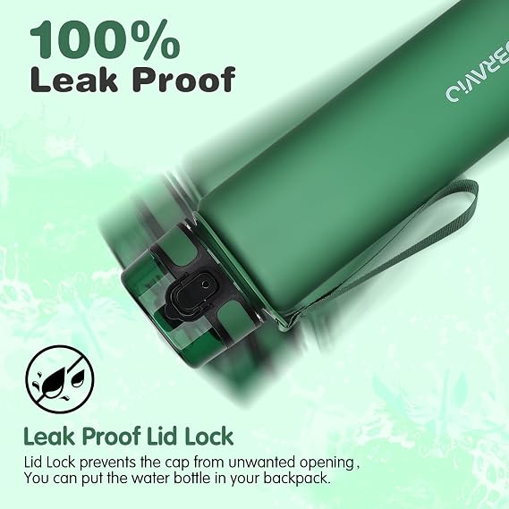Water Bottle 1l, Drinking Bottle BPA Free, Sports Bottle Leakproof Dishwasher Safe Water Bottle for Teenager, Adult, Sports, Hiking, Gym, Outdoor, School & Office