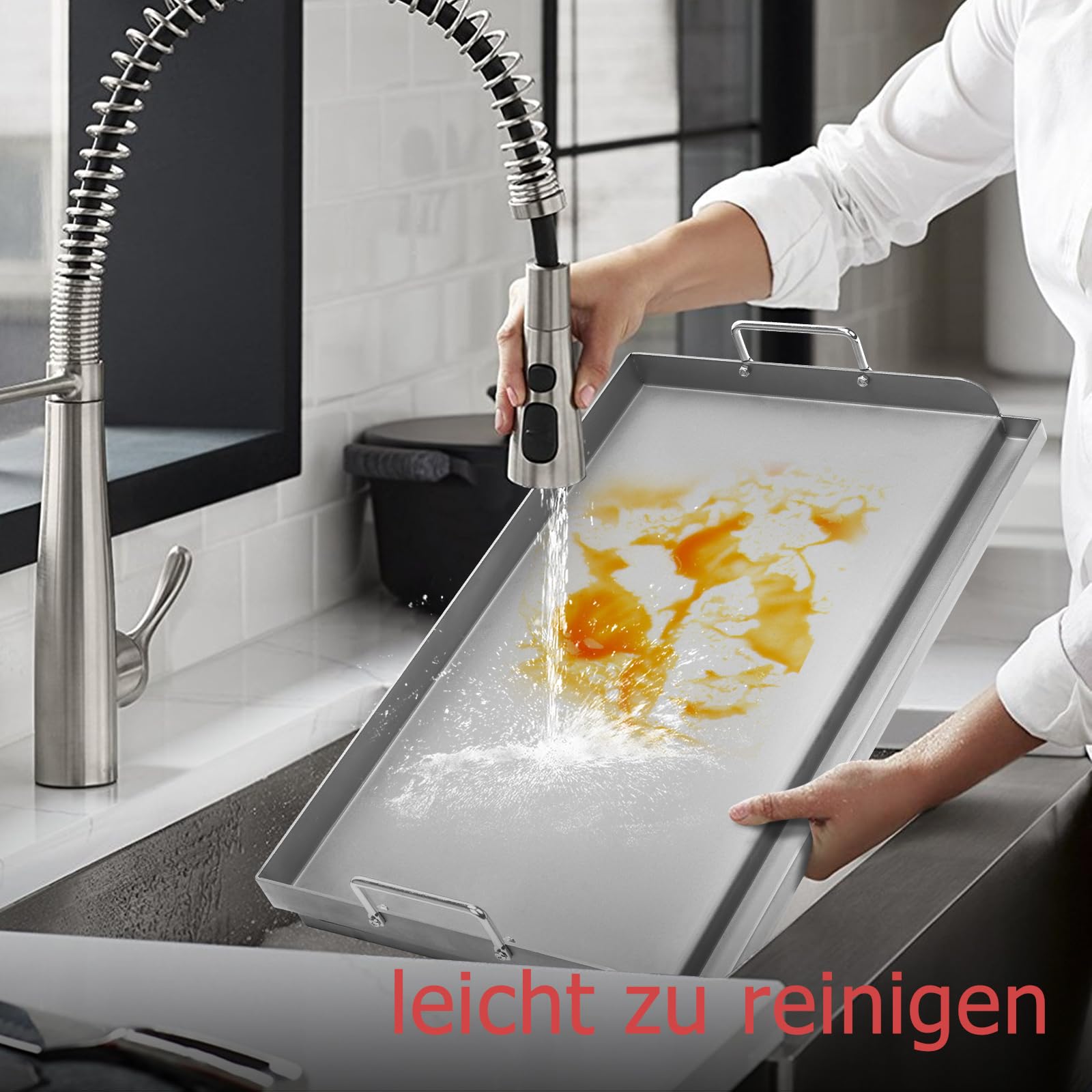 Universal Grillplatte 63,5 x 40,6cm, BBQ Plancha Grillplatte Griddle für Holzkohlegrill, Elektrogrill, Grillplatten für Holzkohle Grillwagen, Gasgrill, Burger und mehr, Große Rechteckige Grillplatte