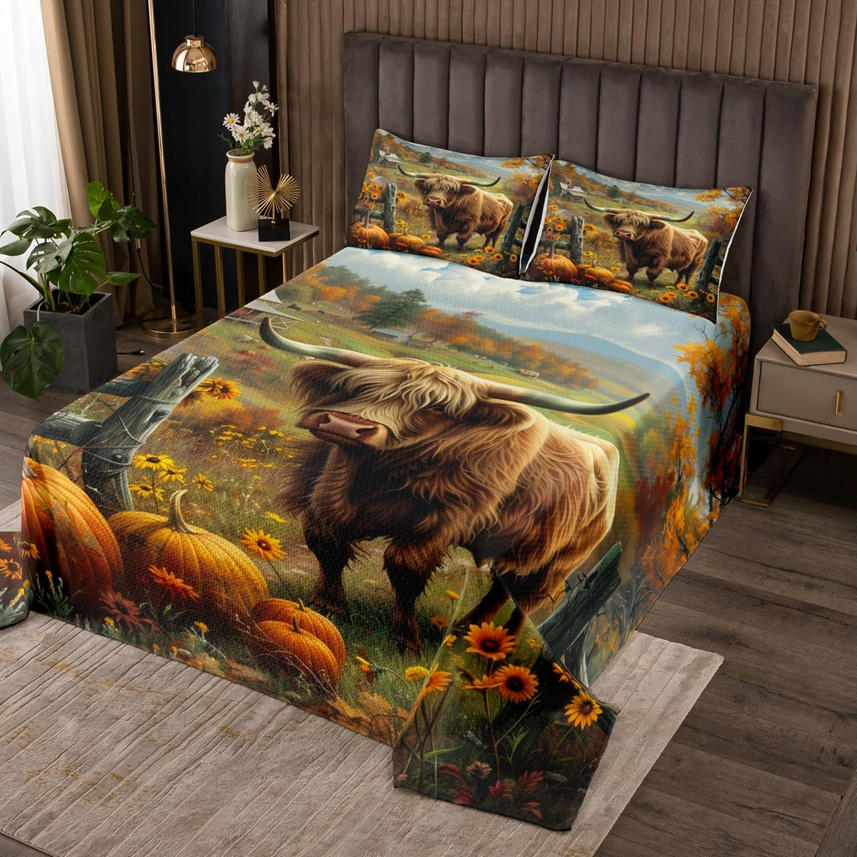 Parure de lit enfant et ado motif vache des Highlands idée cadeau déco de chambre