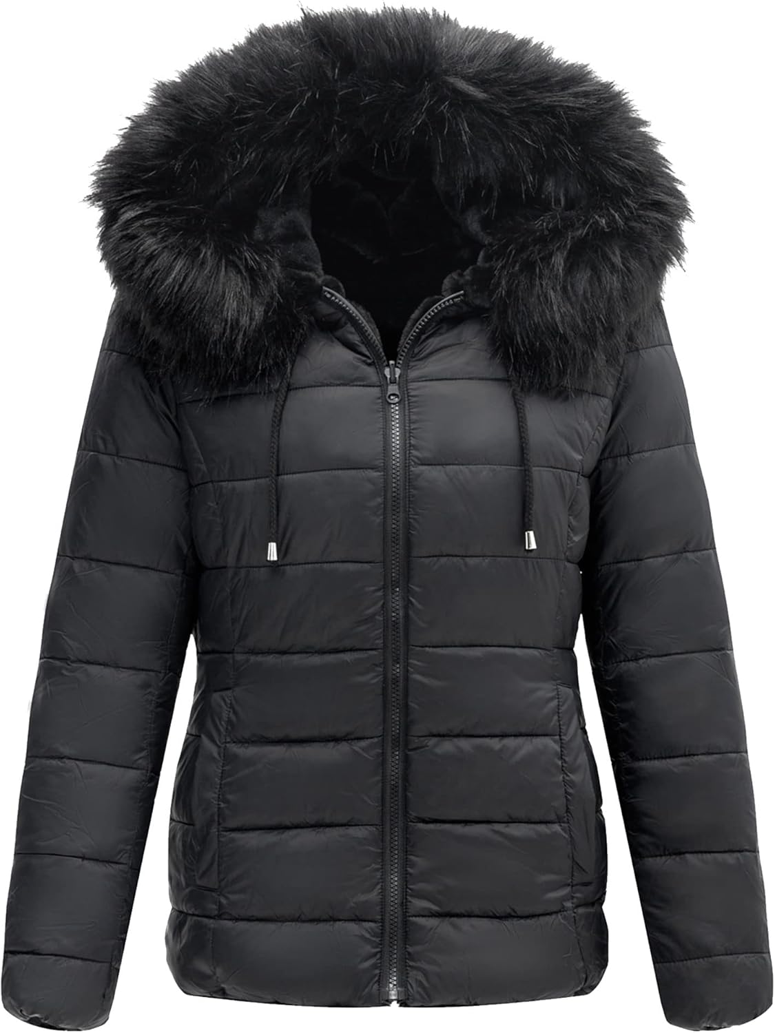 Bellivera Women Double Sided Faux Fur Jacket Spring and Winter Fashion Reversible Hood Puffer Coat with Fur Collar - Image 2