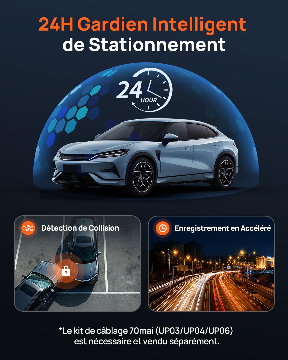 70mai Dash Cam 4K M800 Avant et Arrière, Capteur STARVIS 2 IMX678, Vision Nocturne, Ouverture f/1.7 Double HDR, Compatible 4G LTE & Wi-FI 5 GHz, eMMC Intégrée de 128 Go, GPS, Commande Vocale