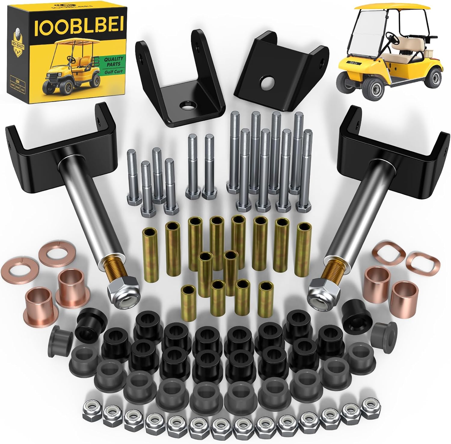 1993-UP Club Car Deluxe Repair Bushing Kit for DS, Golf Cart Front and Rear End Bushing Kit, Club Car King Ping Repair Kit, Full Set Club Car DS Front End Rebuild Kit OEM# 1016384 1015583 1016386