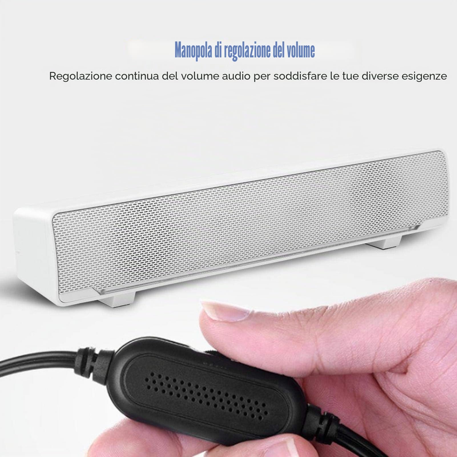 Altoparlante soundbar per PC, 3,5 mm, cavo USB, HiFi Stereo Sound Bar, Boombox con basso, altoparlante home cinema per PC Smartphone (bianco)