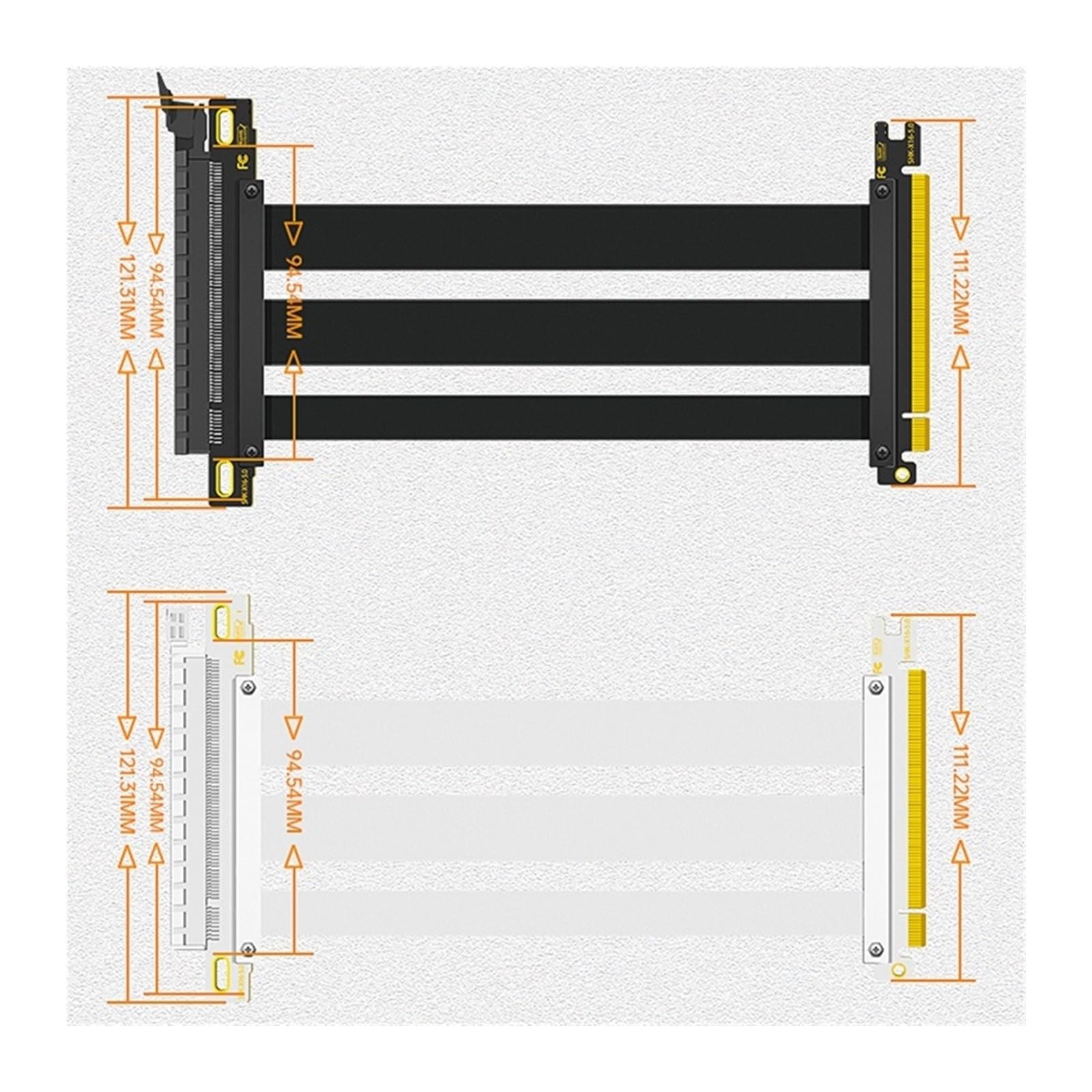 Przedłużacz PCI-E 5.0, kompatybilny z X16 S+A+S-90 stopni, złącze wtykowe PCIe 5-pinowe dokowanie sygnałowe, GEN 5, elastyczny kabel riser (80 cm)