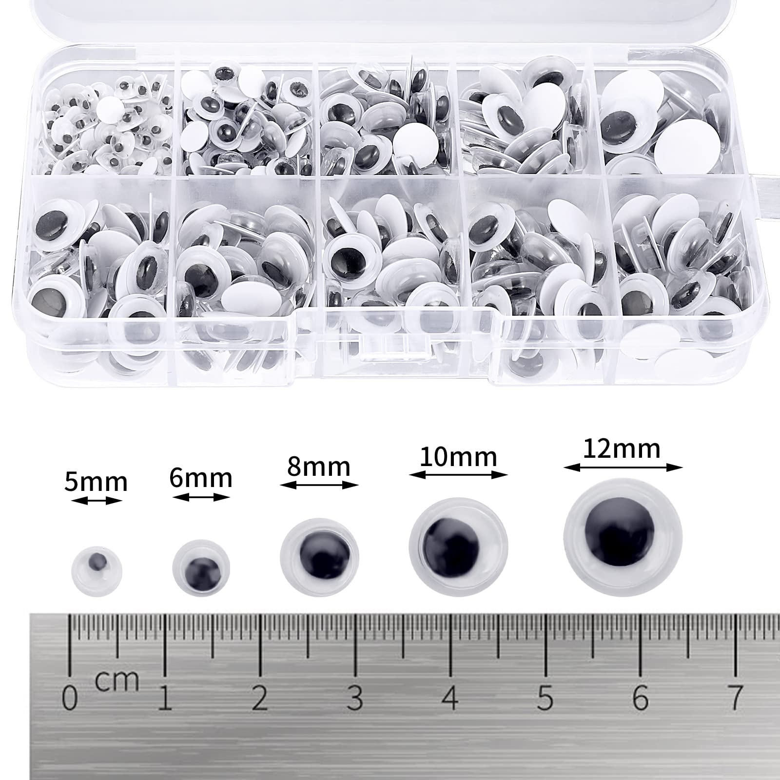 700 Yeux Vacillants Autocollants – 7 Tailles 4-12 Mm Pour Bricolage, Poupées, Cosplay