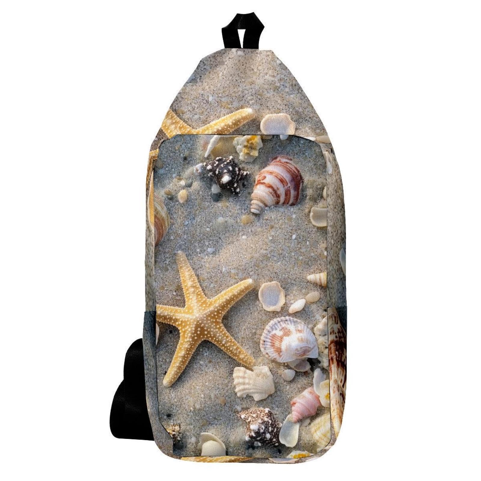 Sac à dos à bandoulière étoile de mer et coquillages multicolore - 6