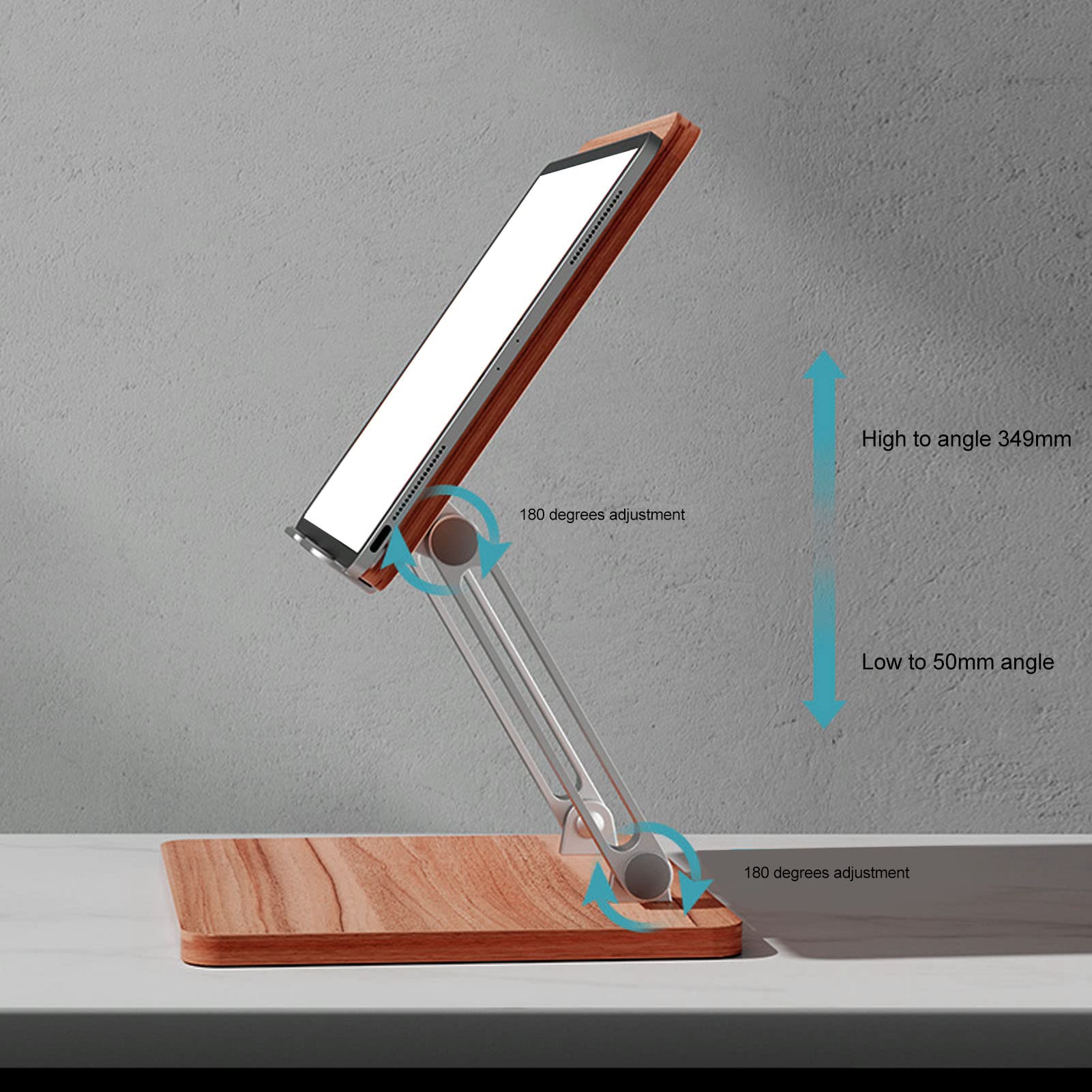 Supporto per Laptop in Legno, Supporto per Libri Regolabile, Altezza e Angolo Personalizzabile del Laptop Riser, in Lega di Legno Profondo in Lega di Alluminio, per i Telefoni