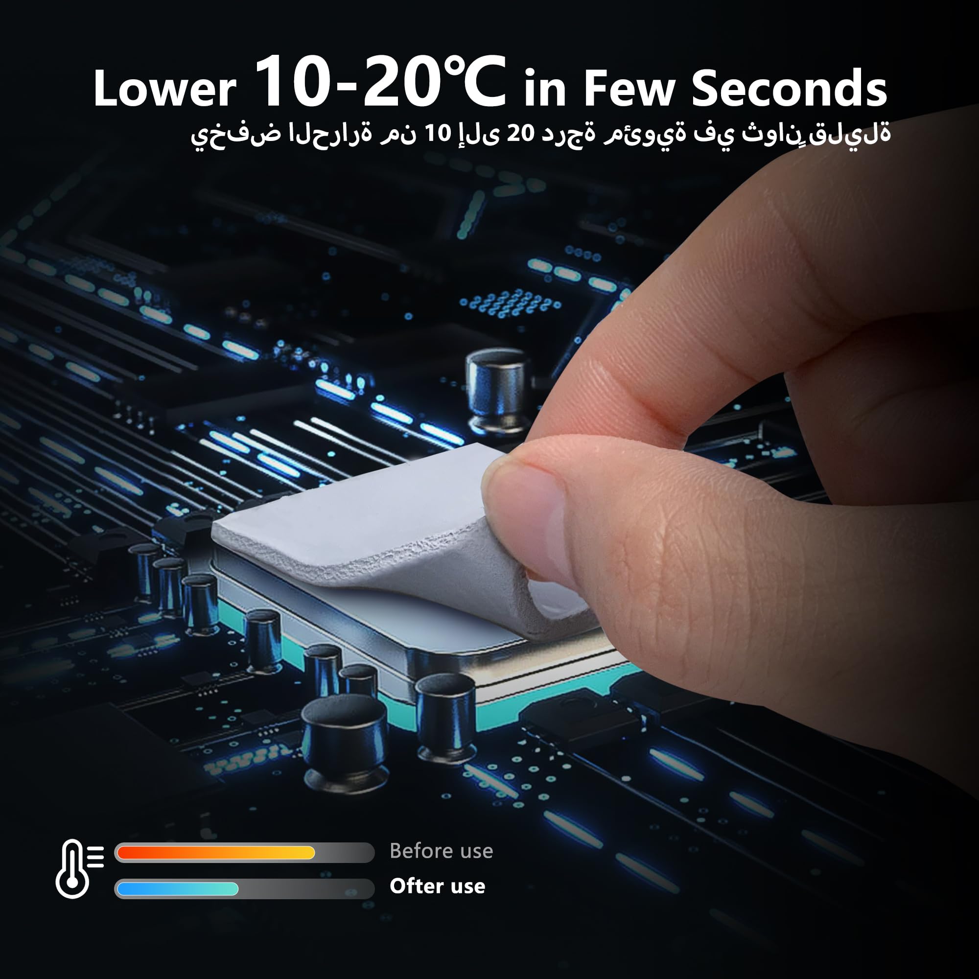 Aairhut Paquete de 4 Almohadillas Térmicas de 13W/m.K, 100 x 100mm, 0,5mm + 1mm + 1,5mm + 2mm Thermal Pads, Almohadilla de Refrigeración de Silicona GPU no Conductiva para SSD M.2, ps4, gpu, etc