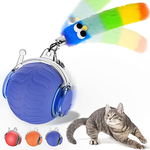 UPSKY Pelota de juguete interactiva para gatos de interior, juguete eléctrico de movimiento automático, juguete de 3 modos de velocidad, juguetes C-