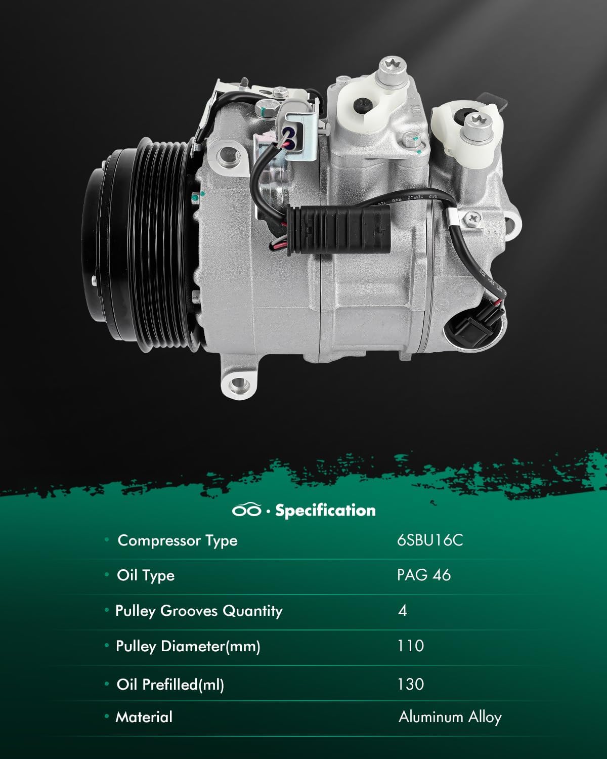SCITOO AC Compressor for Mercedes-Benz C250 1.8L 2012-2015, Fast Cooling Air Conditioner Compressor for Mercedes-Benz C300 3.5L 2014