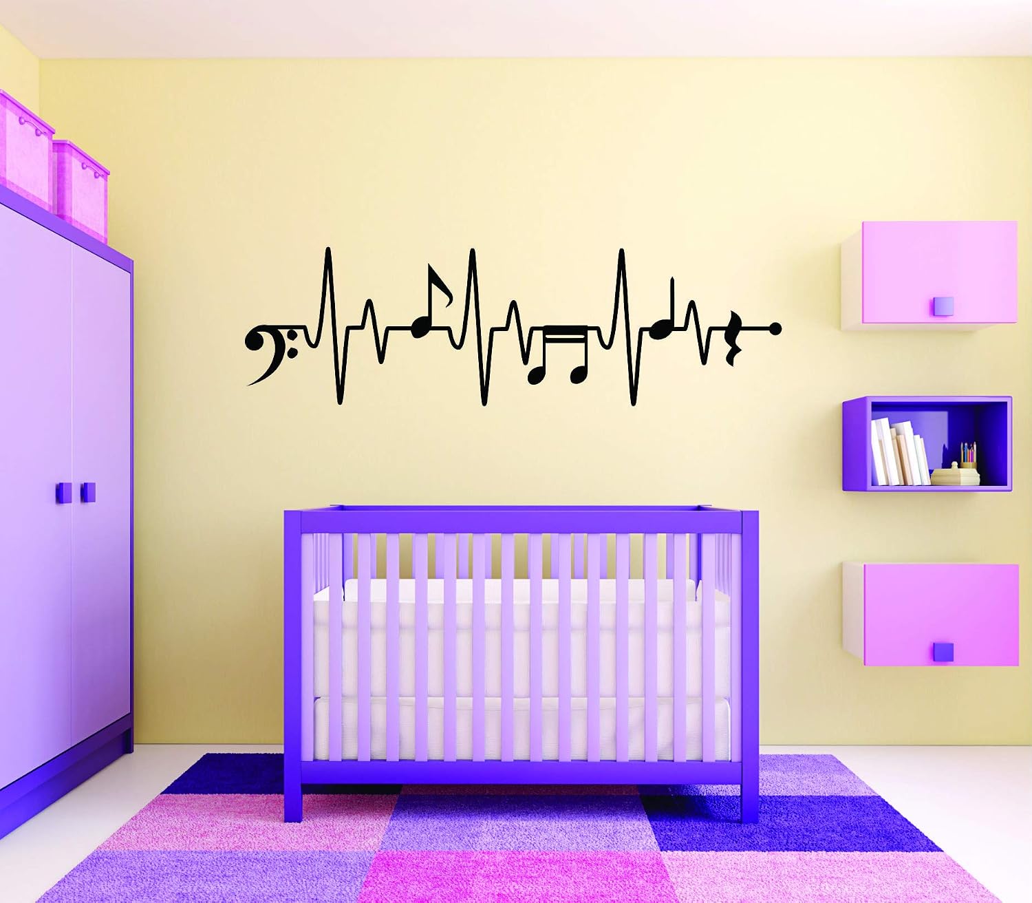 Music Notes Symbols Treble Clef Musical Sounds Singer Wall Sticker Art Decal for Girls Boys Kids Room Bedroom Nursery Kindergarten Fun Home Decor Sticker Wall Art Vinyl Decoration Size (25x30 inch)