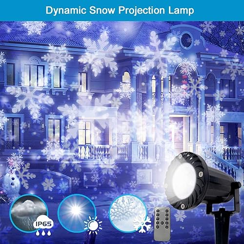 Miniatura 2 de Proyector de tormenta de nieve de Navidad, luces de estaca de jardín al aire libre, luces LED de copo de nieve, impermeables, paisaje, remoto, copos