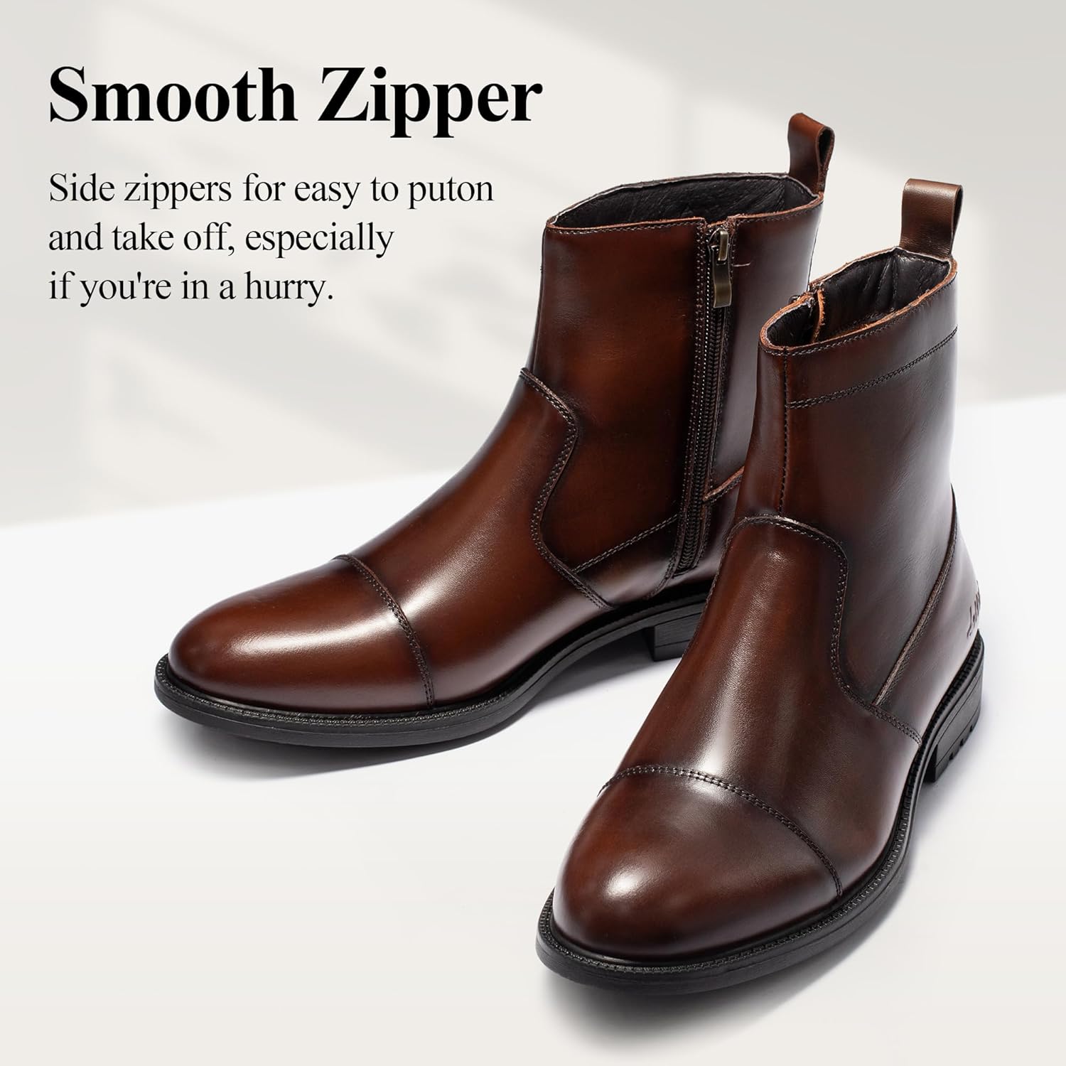 Arkbird Men's Chelsea Boots Zip Ankle Dress Boot Genuine Leather Boots for Casual and Formal - Image 4