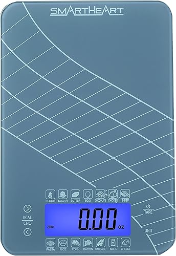 Miniatura 4 de SmartHeart Báscula digital de cocina con calculadora de calorías y carbohidratos de vidrio templado  Mediciones de precisión  Conversiones de