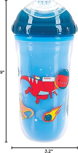 Miniatura 8 de Nuby Sipper frío aislado sin derrames 9 onzas paquete de 1 turquesa unicornio ballena