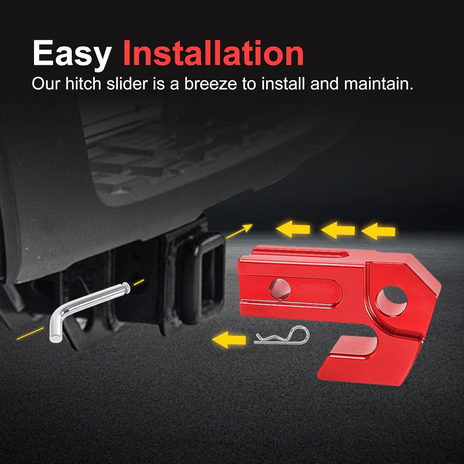 Hitch Slider, 2" Towing Hitch Receiver Skid Protection 45,000 lbs Compatible with 3/4" D-Ring or Soft Shackle for Off-Road Trucks SUV Vehicle Towing Recovery Hitch Protection (Red) - Image 5