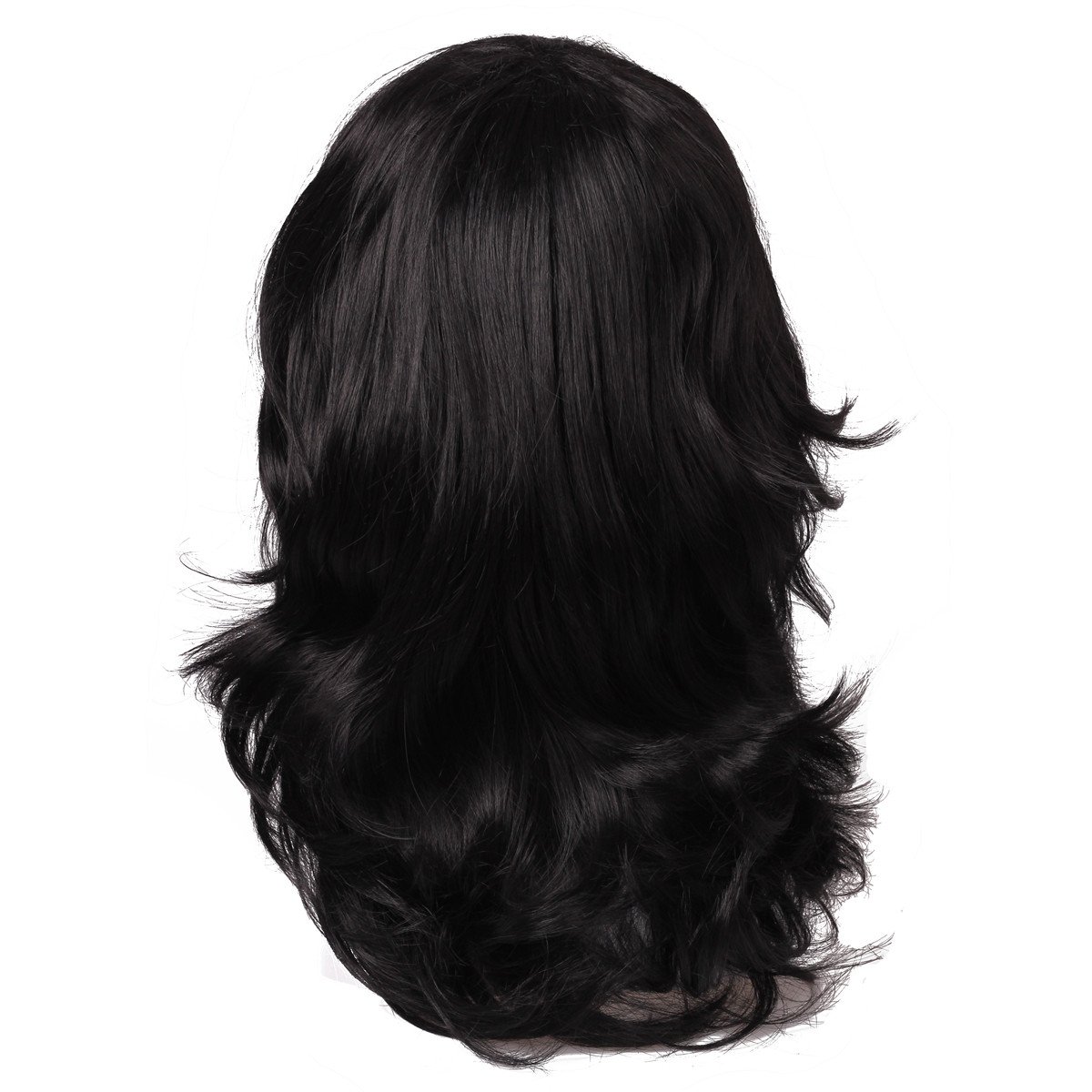 ColorGround Medium Long Wavy Anime Cosplay Wig for Men (Black Wavy)