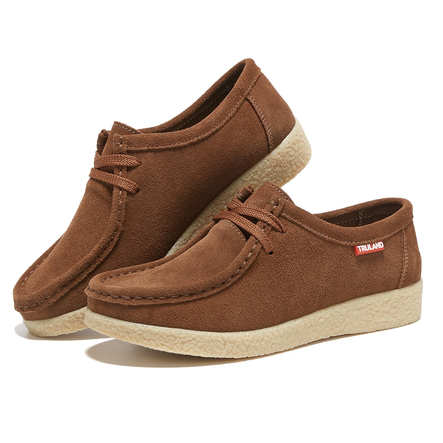 TRULAND Zapatos Mocasines Wallabees Mujer con Cordones, Piel de Ante