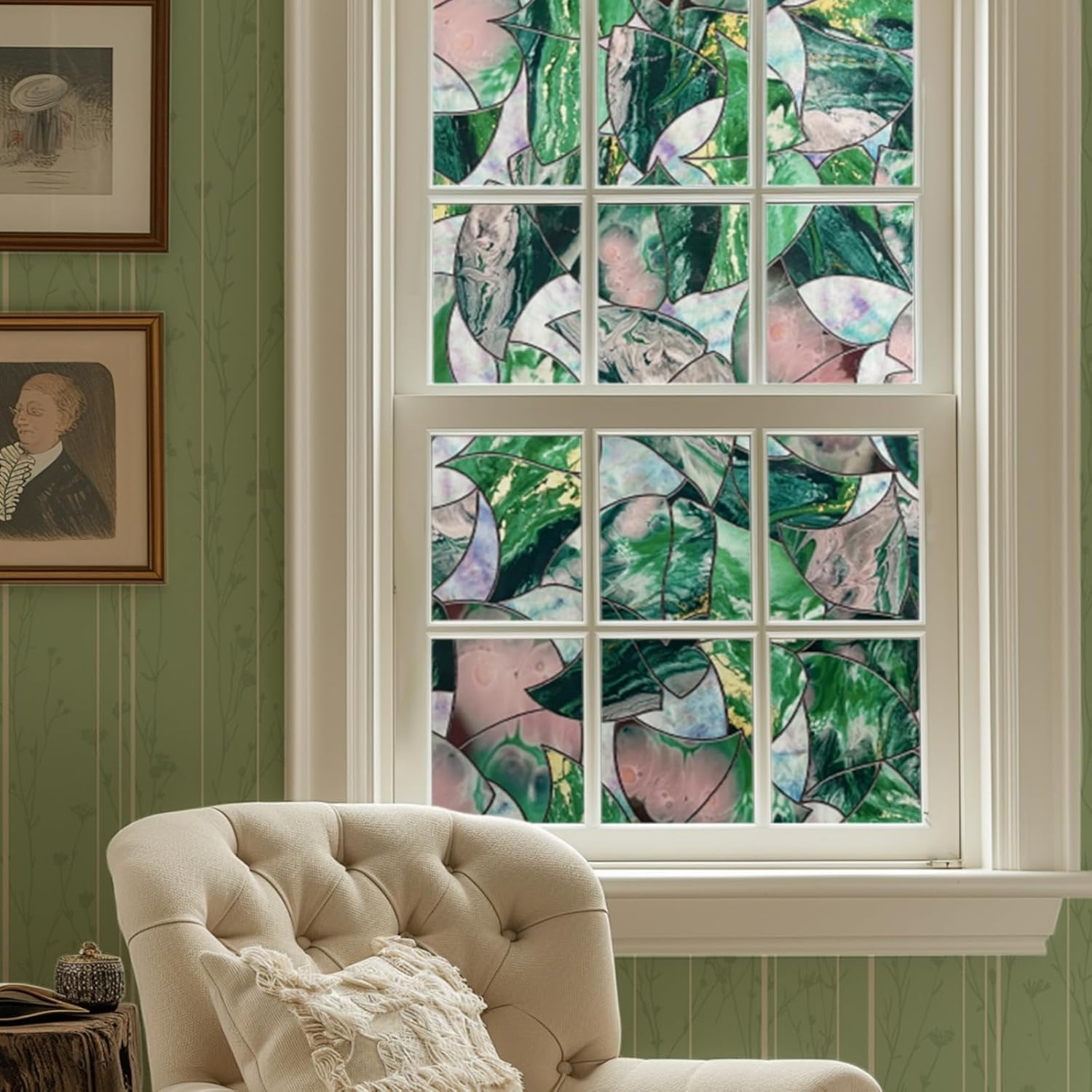 3D Stained Glass Window Film, Decorative Window Privacy Film for Bathroom,Front Door,Home, Sun Blocking Heat Control,Static Cling, Whispering Dreams 23.6inch x 35.4inch 23.6inch x 35.4inch Whispering Dreams