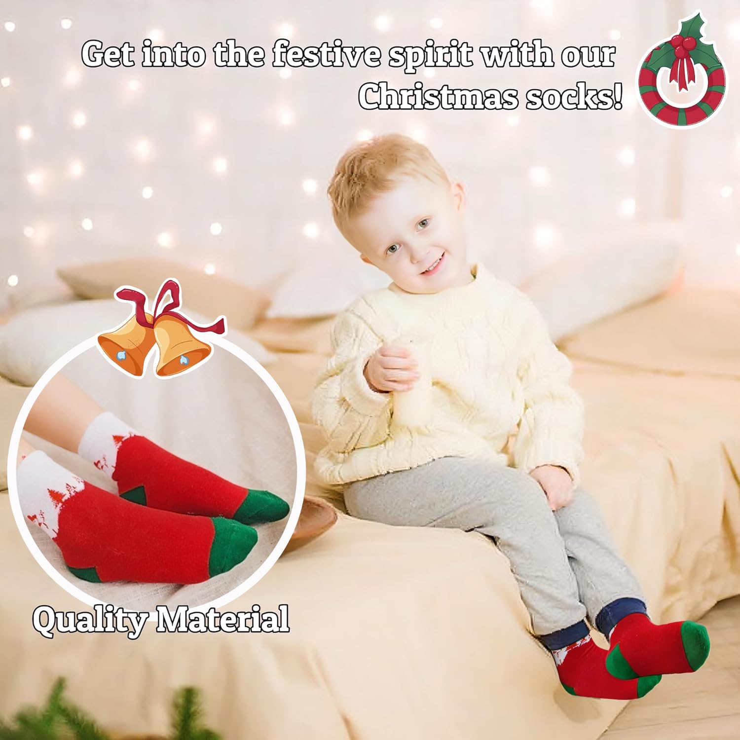 Christmas Socks Kids, 5 Pairs Toddler Girls Boys Crew Socks for 1-12 Years, Kids Children Xmas Holiday Sock - Image 4