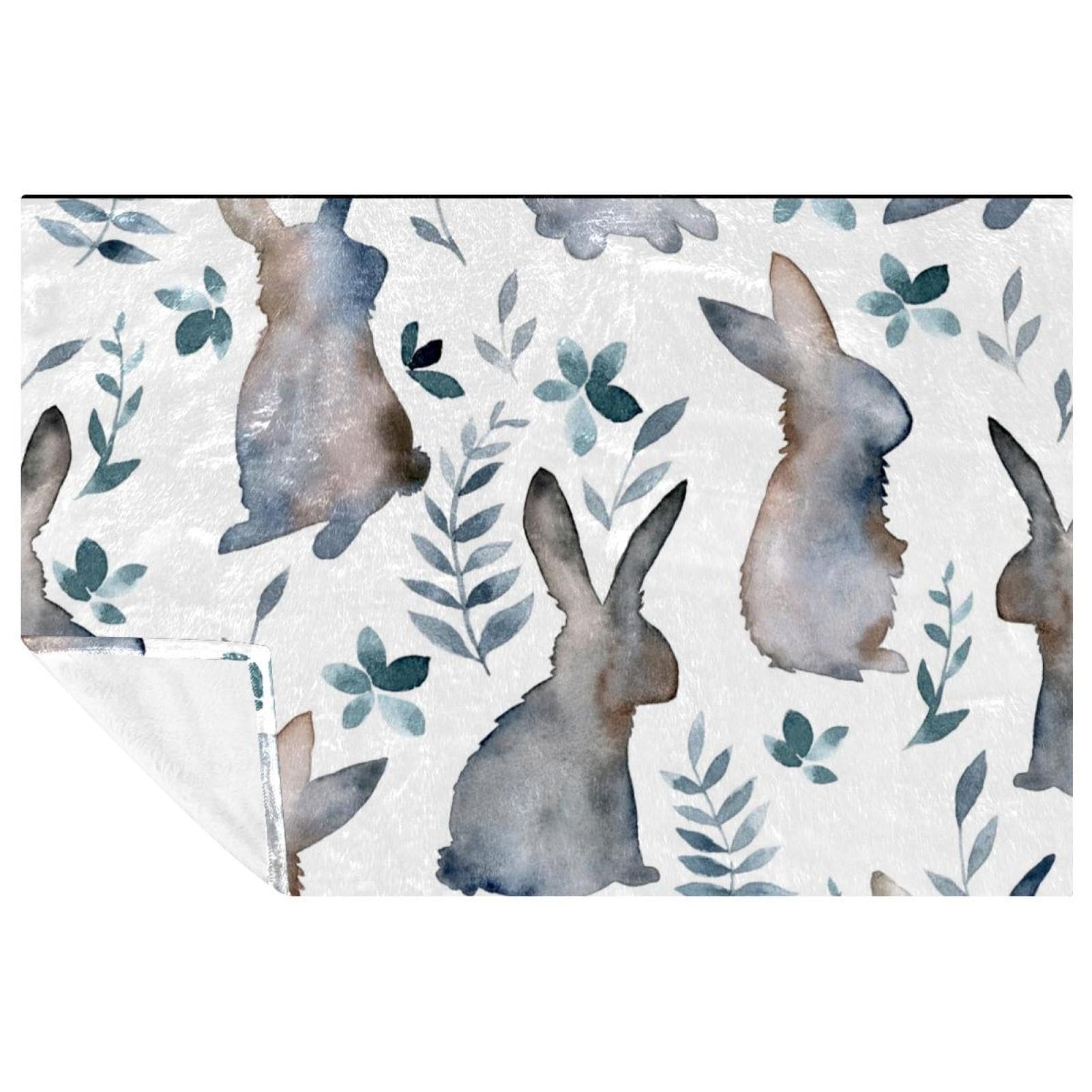 Couverture lapin de Pâques aquarelle confortable cadeau lit et canapé