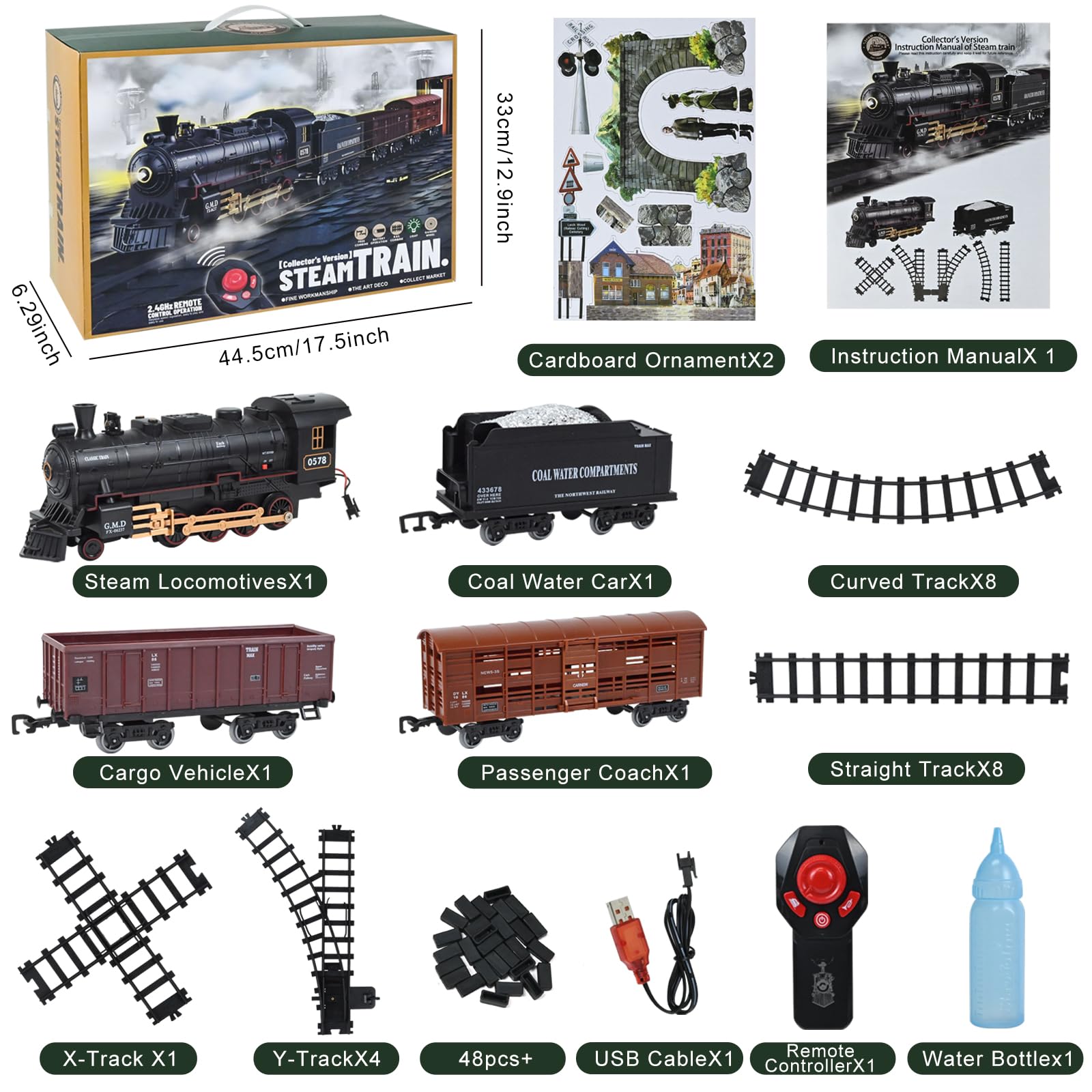 Ulikey Trenino Elettrico per Bambini, i Giocattoli dei Treni con Fumo Luminoso e Suono, Classico Treno a Vapore Giocattolo con Affumicato, Giocattolo Natale Treno Regalo per Bambini 3 +Anni