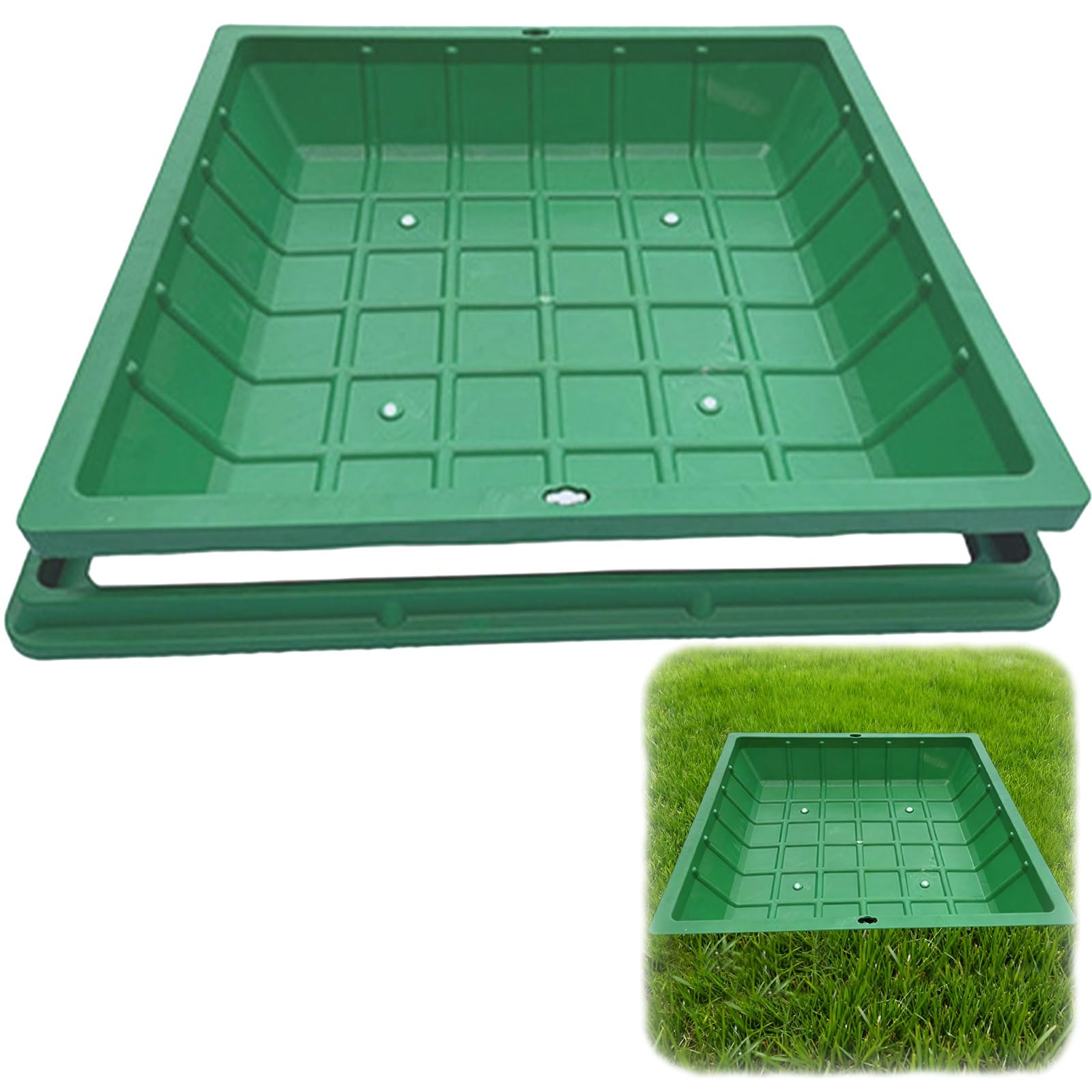 Couvercle de vidange invisible 50x50 cm en résine composite avec trou de drainage pour jardin