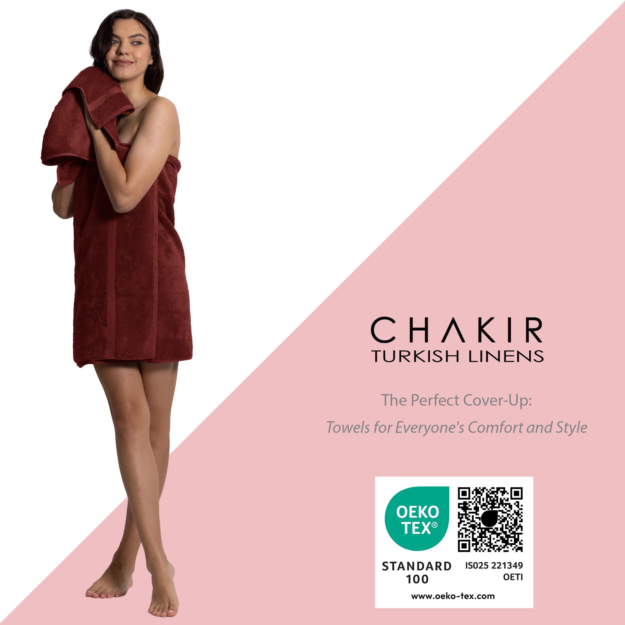 Chakir Turkish Linens Serviettes turques 100 % coton de qualité hôtelière et spa, douces et absorbantes (lot de 8 serviettes, canneberge)