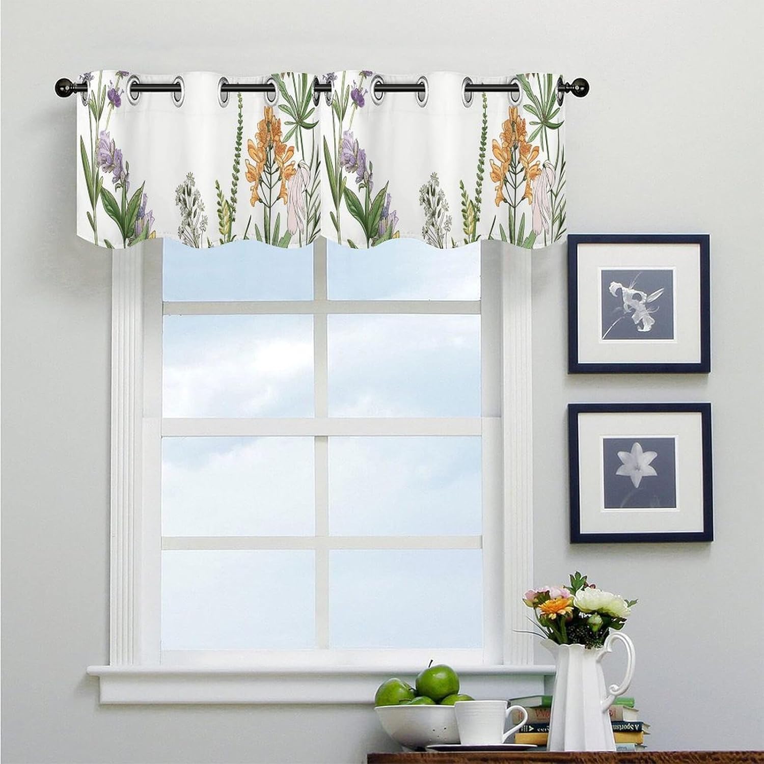 Leaves and Ginger Valance for Windows, 2 Pack Kitchen Curtains Modern Home Decor, Soft Blackout Window Curtains for Living Room & Bedroom, 18 X 52 Inch