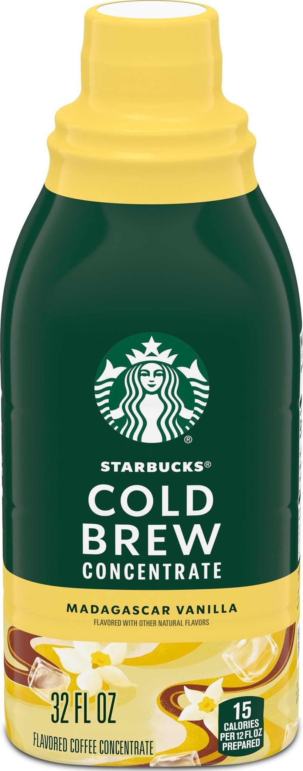 Cold Brew Coffee Concentrate, Madagascar Vanilla Flavored Iced Coffee, 32 fl oz | 100% Arabica cold brew concentrate; natural Madagascar vanilla flavor; mix with water; 32 fl oz multi-serve bottle