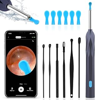 Ear Wax Removal Tool, 1920P HD Ear Wax Removal with Camera, Soft Silicone Ear Scoop for Ear Cleaning, 6 LED Lights, Compatible with iPhone, iPad, and Android(Gray)