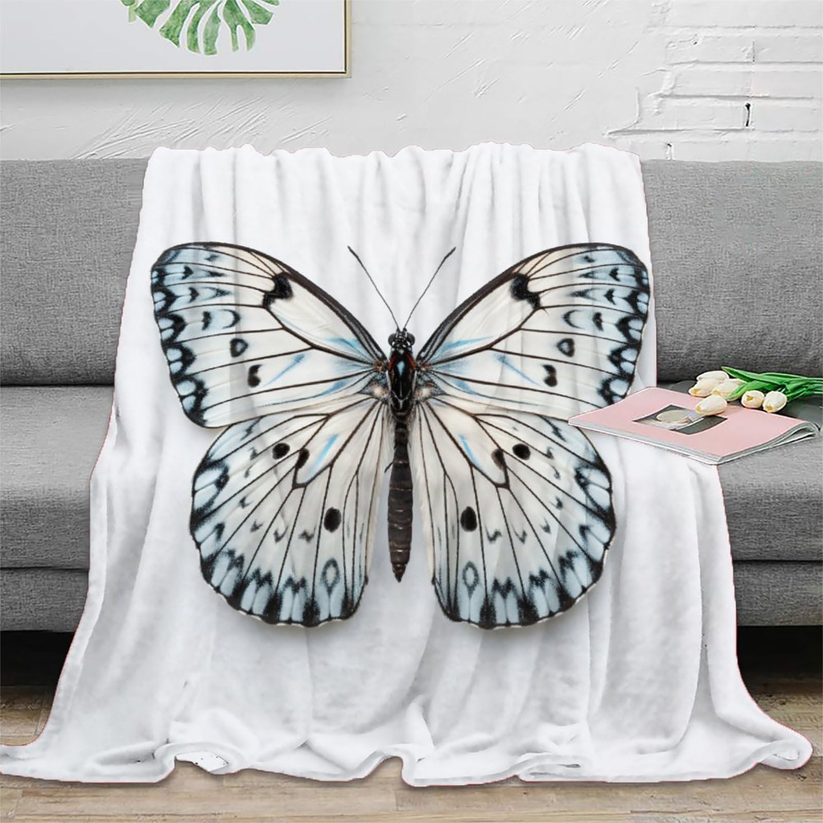 Keaan Butterfly Insects Printed Blanket,Ultra Warm Blanket, Living Blanket, Soft And Comfortable Throw, Sofa Blanket 50X60inch(127X152cm)