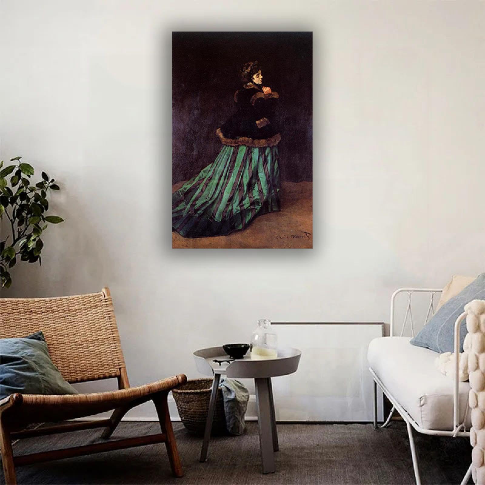 Amazon.com: "The Woman in the Green Dress" By Claude Monet Famous Paintings  Print On Canvas Monet Oil Painting Reproductions Impressionism Canvas Wall  Art for Living Room 80x120cm Framed: Posters & Prints
